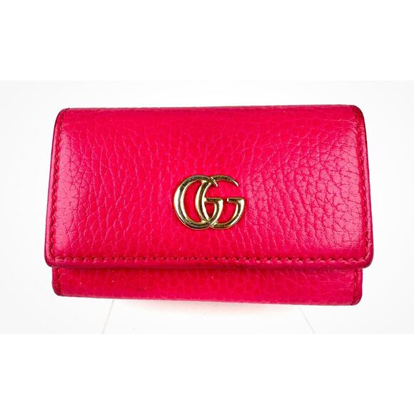 965. GUCCI GG Marmont Key Case Leather Pink 6 key Loops - Picture 1 of 7